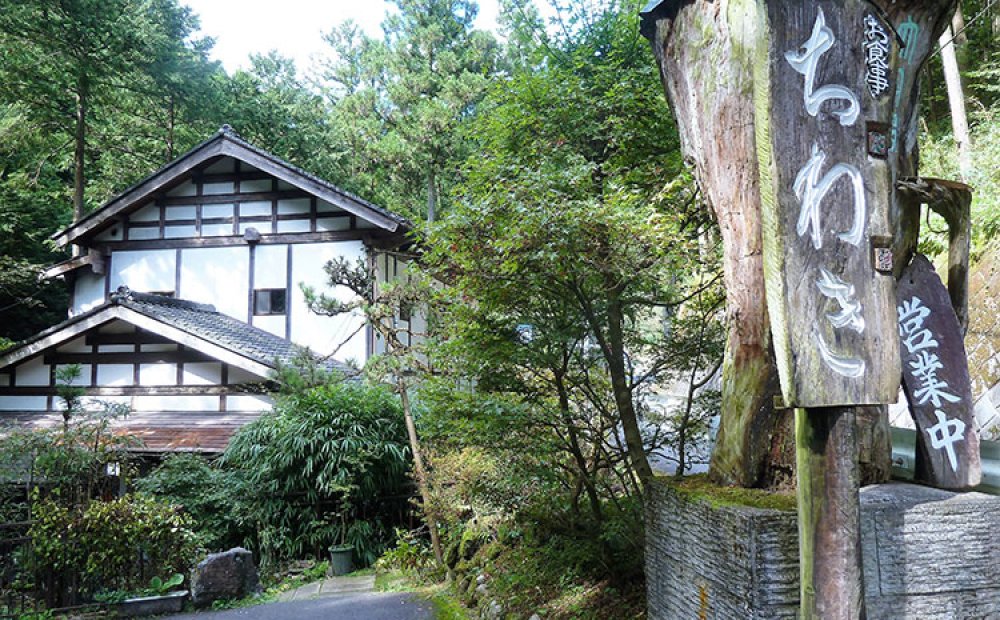 緑に囲まれた古民家の食事処