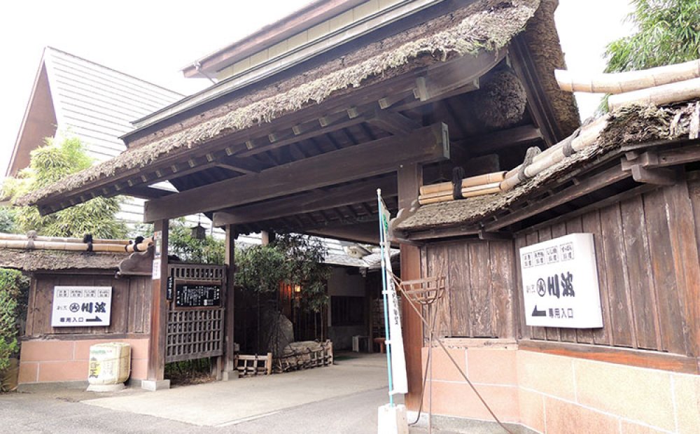 歴史を感じさせる茅葺屋根の門