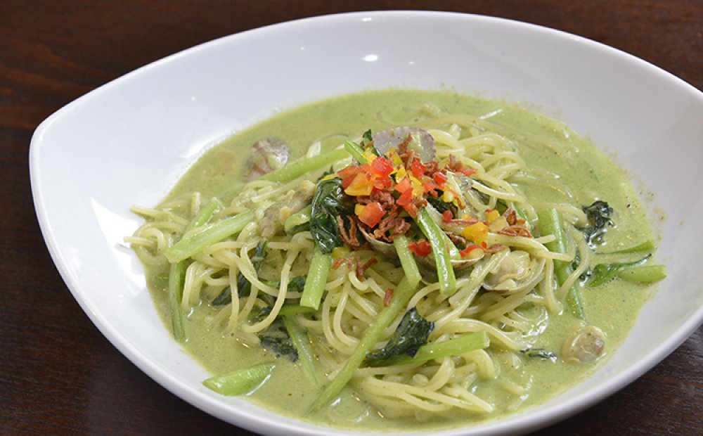 小松菜とアサリのクリームパスタ