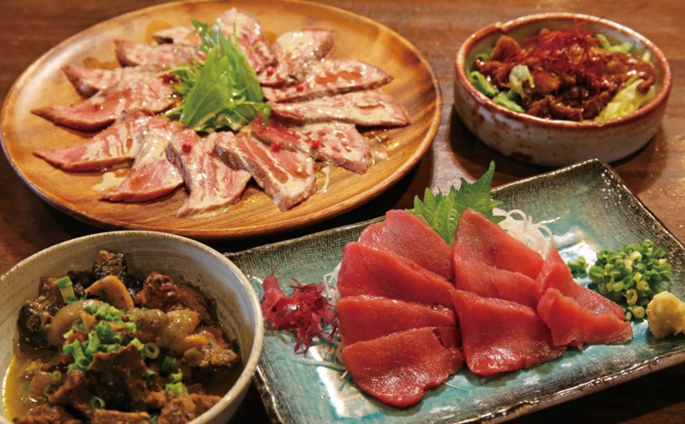 亀刺し・亀煮・カメロースト・亀みそホルモン炒め