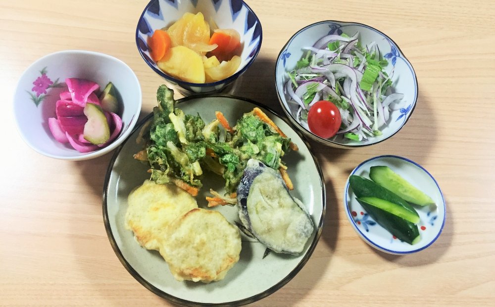 自家栽培の野菜料理