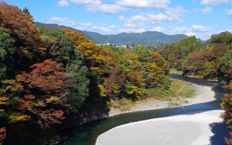 多摩川のビュースポットを通過し、登山口へ向かいます。