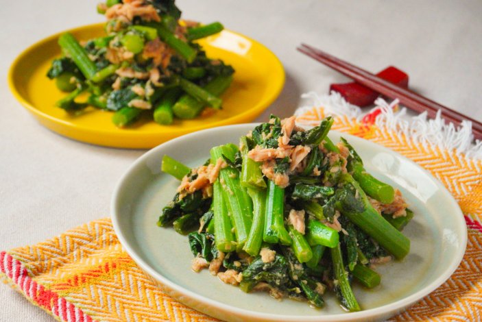 旬の葉物でパパッと！黒ボク土の恵みを味わうレシピ
【のらぼう菜のごまツナ炒め】