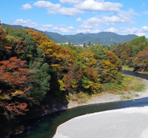 多摩川のビュースポットを通過し、登山口へ向かいます。