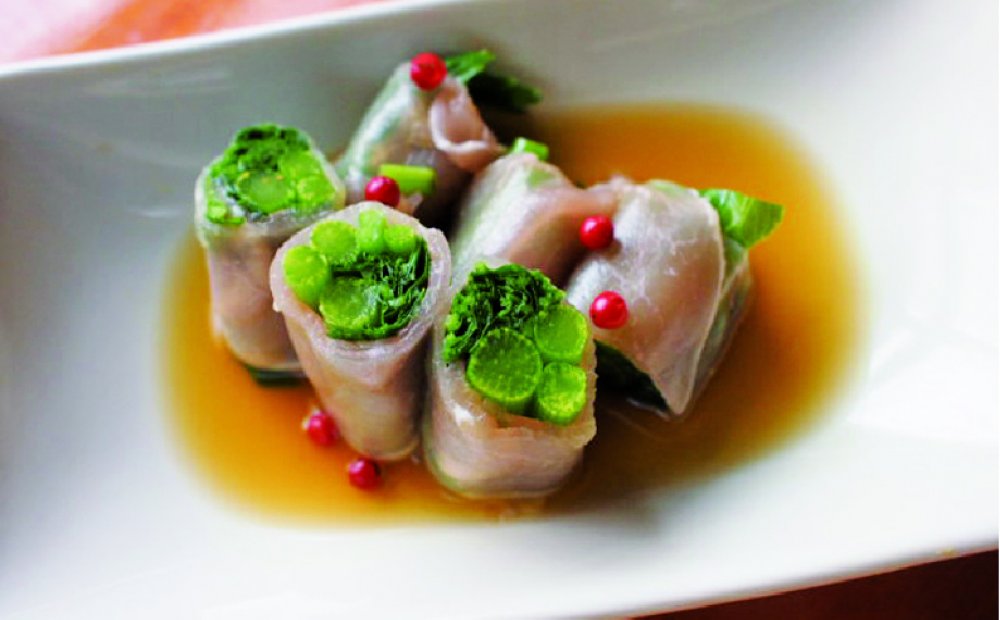 あしたばの生ハム巻